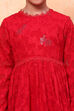 Red Jacquard Floral Self-Design Gathered Festive Gown image number 1