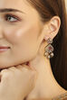 Pink Gold-Plated Brass Studded Drop Earrings image number 1