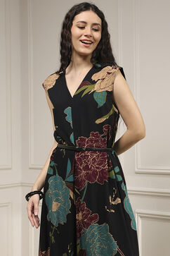 Black Floral Printed Straight Jumpsuit image number 1
