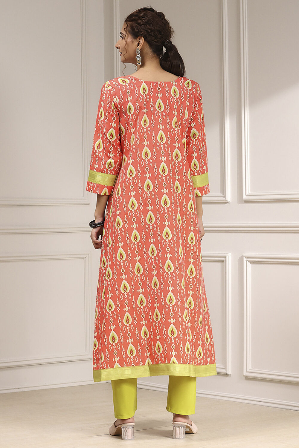 Orange Cotton Digital Print Unstitched Suit Set image number 5