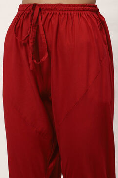 Rohit Bal Red Cotton Blend Anarkali Kurta Suit Set image number 2