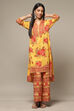 Yellow Rayon Asymmetric Kurta Palazzo 2 Piece Set image number 4