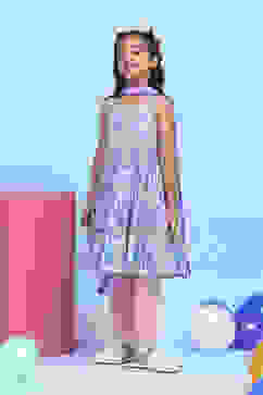 Pink Cotton Printed Tiered Suit Set image number 3