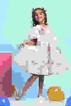 White Cotton Printed Tiered Dress image number 4