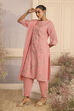Pink Silk A-Line Embroidered Suit Set image number 3