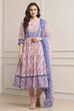 Blue Cotton Printed Anarkali Suit Set image number 0
