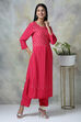 Fuchsia Rayon Straight Kurta Pants Set