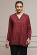 Off-White and Blue Printed Straight Short Kurta image number 5