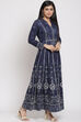 Indigo Flared Poly Span Printed Dress image number 3