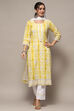 Yellow Cotton Unstitched Suit set image number 7