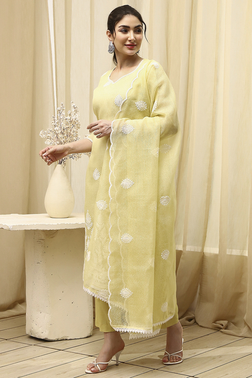 Pink Cotton Machine Embroidered Unstitched Suit Set image number 4