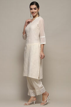 White Polyester Asymmetric Kurta image number 2