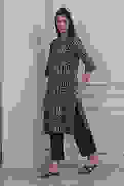 Blue Cotton Printed Straight Kurta image number 2