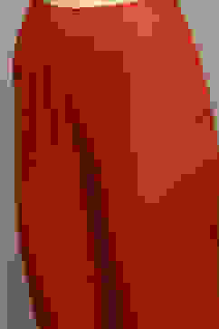 Burnt Orange LIVA Asymmetric Kurta Slim Pant Suit Set image number 2