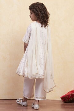 White Polyester Anarkali Suit Set image number 4