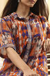 Orange Printed Shirt-Style Straight Kurta image number 1