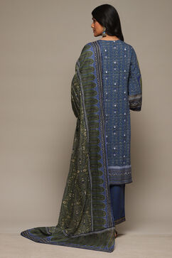 Indigo Rayon Straight Kurta Palazzo Suit Set image number 4