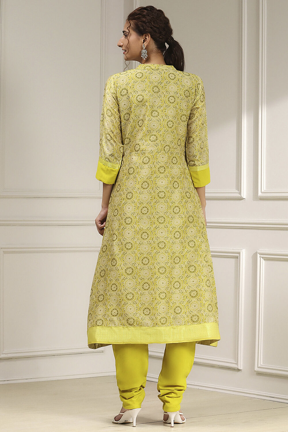 Yellow Cotton Digital Print Unstitched Suit Set image number 5