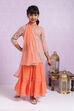 Peach Cotton Straight Kurta Sharara Suit Set image number 8