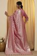 Pink Floral Design Kattan Silk Dupatta image number 3