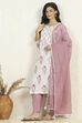 Blue and White Printed Cotton Unstitched Suit Set image number 1