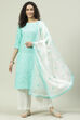 Pink Printed Cotton Straight Kurta Palazzo Suit Set image number 0
