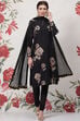 Rohit Bal Black Cotton Silk Straight Printed Suit Set