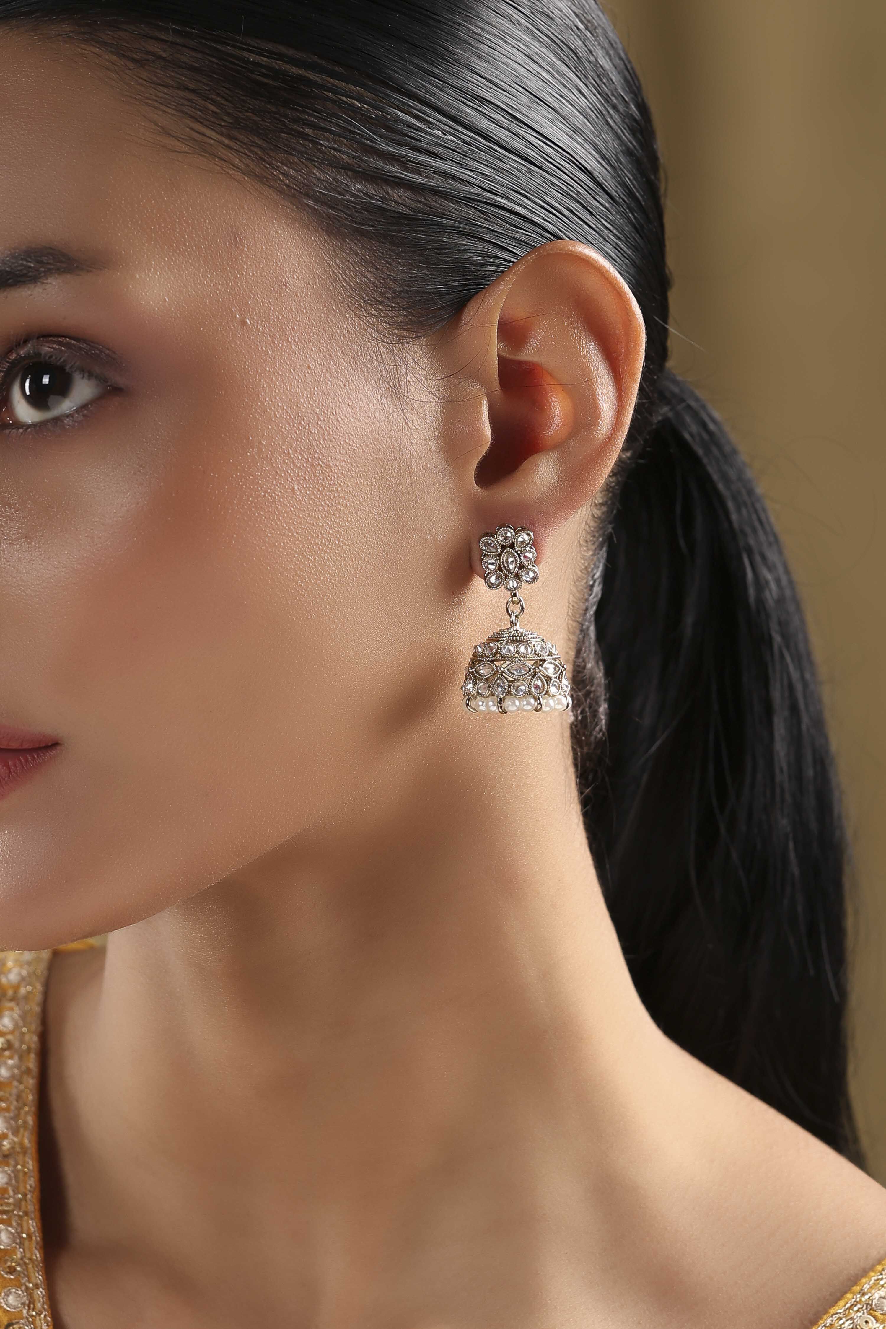 White Alloy Jhumka image number 1