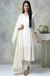 Off White Cotton Kalidar Kurta Churidar Suit Set image number 0