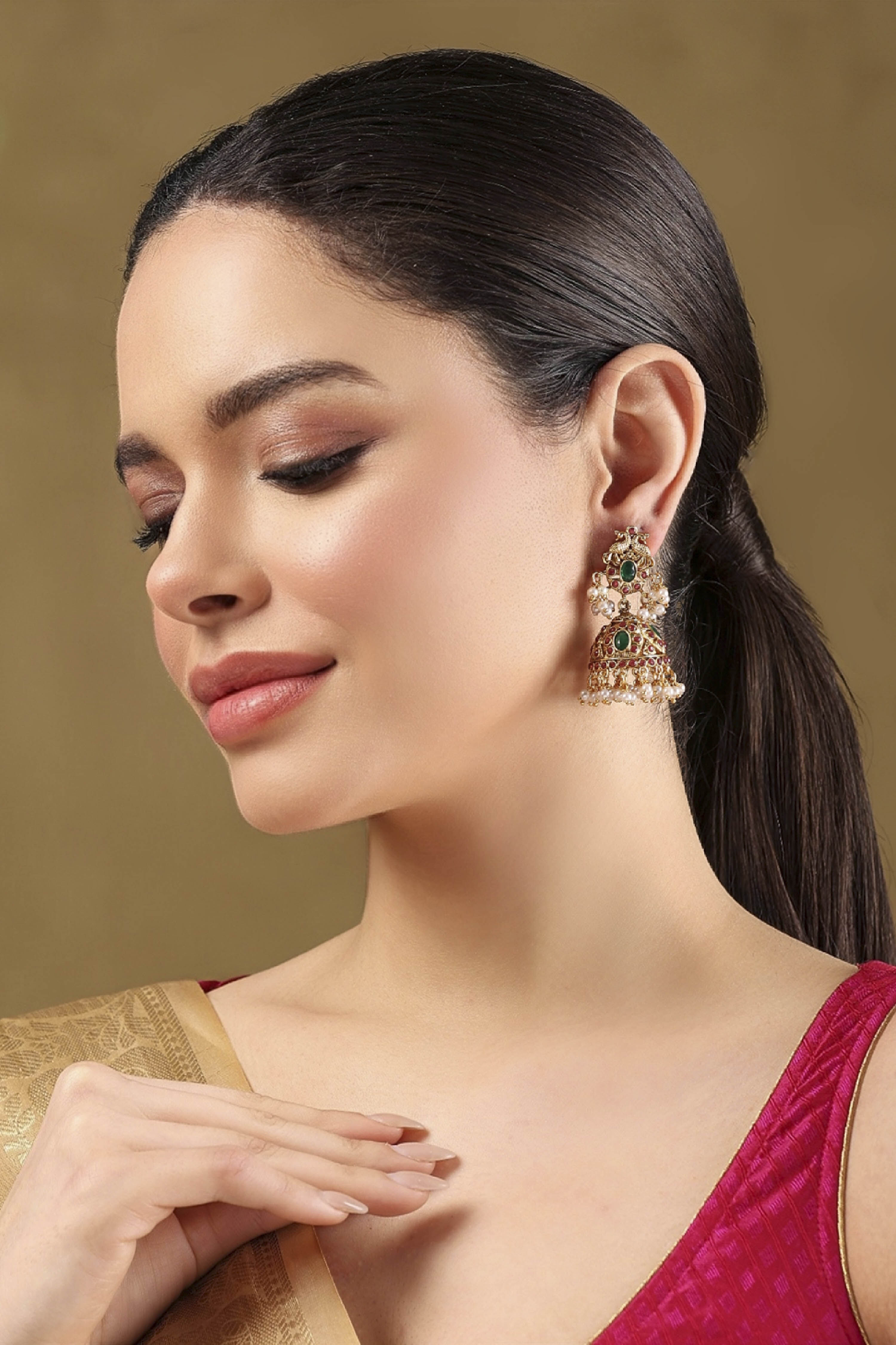 Multicolor Brass Jhumkas image number 3