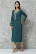Green Straight Acrylic Kurta image number 2