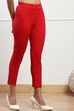 Red Viscose Lycra Solid Pants image number 3