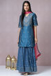 Teal Poly Cotton Kurta Garara Suit Set image number 5
