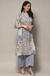 Blue Viscose Straight Kurta Set image number 4