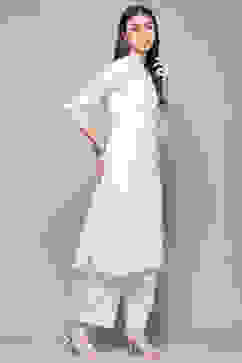 White Cotton Straight Kurta image number 4