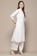 White Cotton Straight Kurta image number 4