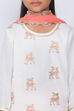Ivory And Coral Straight Kurta Dhoti Salwar Suit Set image number 1