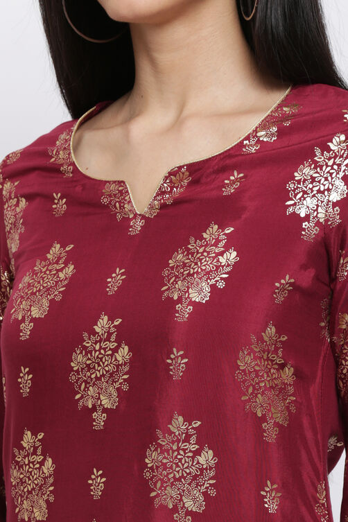 Maroon Viscose Straight Kurta image number 1