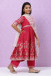 Berry Pink Viscose Girls Anarkali Straight Kurta Palazzo Suit Set image number 6