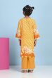 Orange Cotton Printed Straight Suit Set image number 4