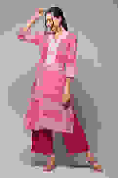 Deep Fuchsia LIVA Straight Printed Kurta image number 3