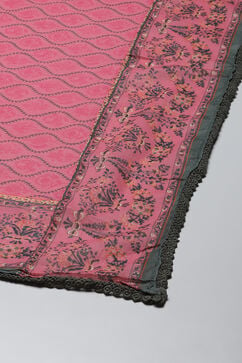 Pink Cotton Straight Kurta Slim Pant Suit Set image number 3