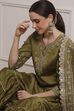 Mehndi Green Cotton Silk Straight Suit Set image number 0