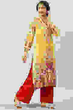 Yellow Rayon Straight Printed Kurta image number 2