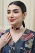 Maroon White Brass Choker Set image number 3