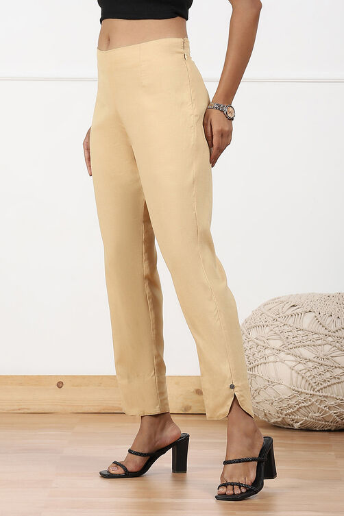 White Viscose Lycra Solid Pant image number 2