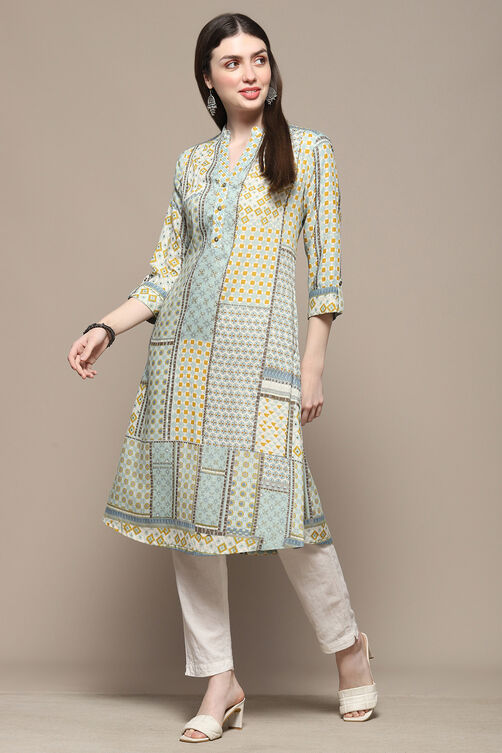 Teal Rayon Straight Kurta image number 0