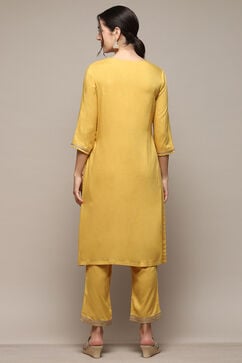 Yellow Nylon Narrow Kurta Pant Suit Set image number 5