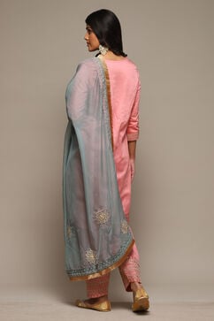Power Pink Cotton Blend Straight Kurta Salwar Suit Set image number 4