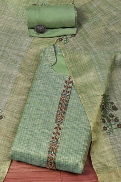 Earthy Green Chanderi Unstitched Suit set image number 0